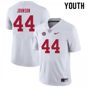 NCAA Youth Alabama Crimson Tide #44 Christian Johnson Stitched College 2021 Nike Authentic White Football Jersey IN17X28FC